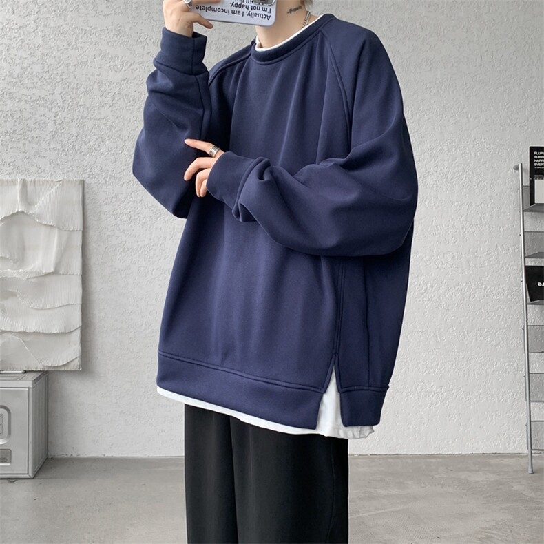 8XL-M假两件卫衣加肥加大码重磅拼接外套圆领套头WY5103P55加绒65,女装短外套,电商B238