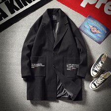 【】A003-HF010-P50冬装新款常规大口袋翻领大衣地毯，男装毛呢大衣，电商A003