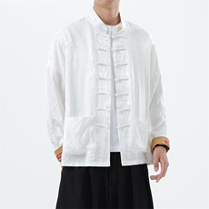 新中式新品（红财神）风潮休闲盘扣丝绸改良唐装外套C3460，男装民族服装，星座305A（原312A-1）