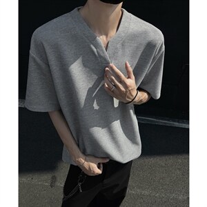 特批250克男装夏季新款大码宽松短袖T恤夏装V领打底衫S399P20，男装T恤，电商A233-1