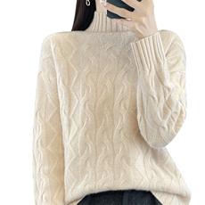 秋冬季羊毛休闲气质通勤半高领百搭羊毛衫，女装羊毛衫，鸿陌羊绒