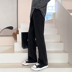 美式高街cleanfit基础款休闲牛仔裤男潮ins微喇牛仔裤D621-P55，男装牛仔裤，电商B381-2