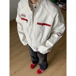 网络图现货皮衣机车服男女同款宽松潮牌夹克外套RHT104-P80
