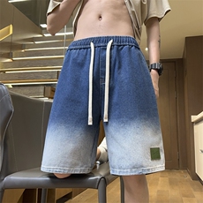 抽绳设计美式百搭牛仔裤ins潮牌高街复古夏季新款短裤男D15#-P38，男装牛仔裤，电商A178