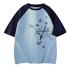 天蓝拼藏青袖