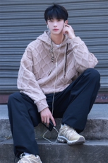 连帽立体菱形花纹卫衣男成分：98%聚酯纤维2%氨纶WY77047P75控98，男装卫衣，星座227-7