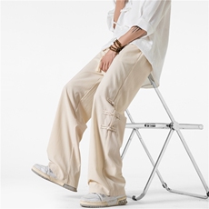 抖音品质夏季新款风新中式盘扣宽松西裤B315-K24045-特p30控58，男装休闲裤，电商B315