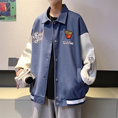 港风拼接翻领百搭休闲宽松夹克外套男XZ214-8JK807P68，男装夹克，星座1204-3