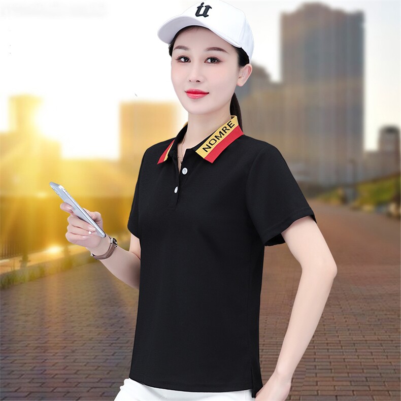 燕颉POLO衫夏款女士2023夏季新款中老年妈妈翻领衣服正肩体恤上衣,女装T恤,燕颉服饰