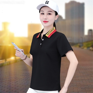燕颉POLO衫夏款女士2023夏季新款中老年妈妈翻领衣服正肩体恤上衣图片