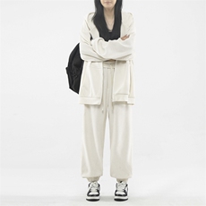 纯色简约套装连帽开衫卫衣加螺纹束脚裤-TZ850特批117，男装休闲套装，星座718