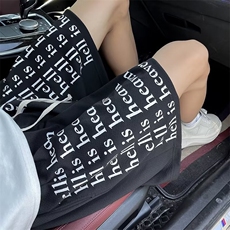 夏季新款简约抽绳运动短裤潮牌街头宽松字母裤男GDK32P25，男装牛仔裤，星座1116-2