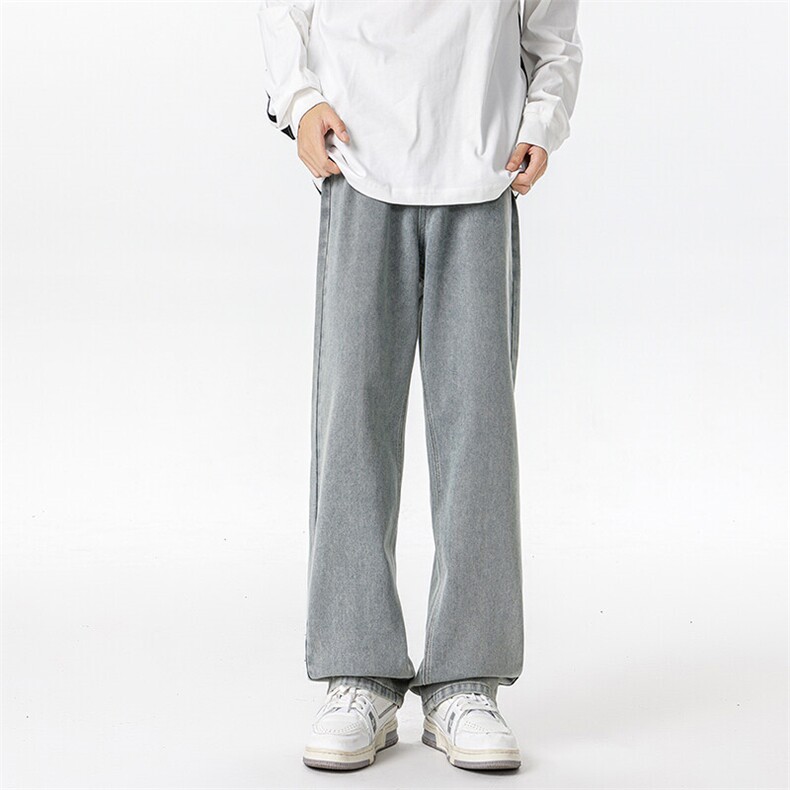 水洗做旧牛仔裤男款春秋美式高街潮牌微喇直筒裤子KZ008P60加绒70，男装牛仔裤，电商B312