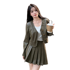新品2c113-8819-p175-k258PU皮时尚套装，女装套装/套裙，2C113