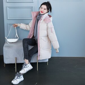 撞色减龄羽绒棉服女冬2025新款宽松小个子棉衣加厚面包服棉袄外套图片