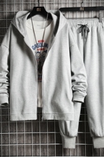 TK6099-P85开衫连帽卫衣套装男运动套装两件套网格挂拍，男装休闲套装，电商A040A