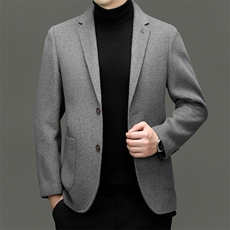 高端中年绵羊毛白鸭绒内胆西服男秋冬中青年羊毛双面呢西装外套，男装西服，钱塘723