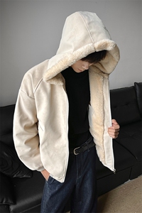 连帽座山雕pu皮棉服加绒皮毛领情侣装棉衣男装大码外套S529-特85图片