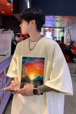 ！版权！2025夏季新款潮流麂皮绒短袖T恤半袖TL2443特P19，男装T恤，电商B220