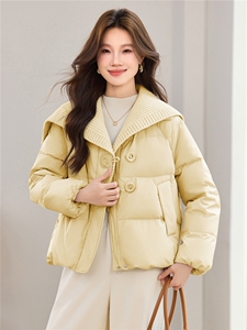现货2025冬季新款优雅时尚无帽针织领女士保暖加厚羽绒服图片
