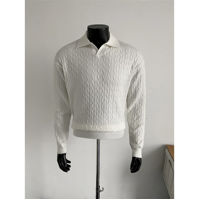自家假模图B216D1201P752025秋冬男装海鸥领麻花毛衣，男装针织衫/毛衣，电商B216（原B302）