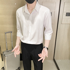 男韩版潮流七分袖衬衣轻熟风痞帅夏季高级感，男装衬衫，星座506