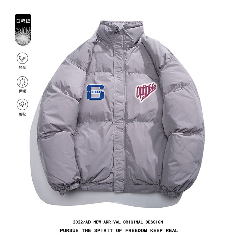 白鸭绒白底22冬季新款印花抽绳设计立领加厚棉衣YR222P195控258,男装羽绒服,电商A247-1