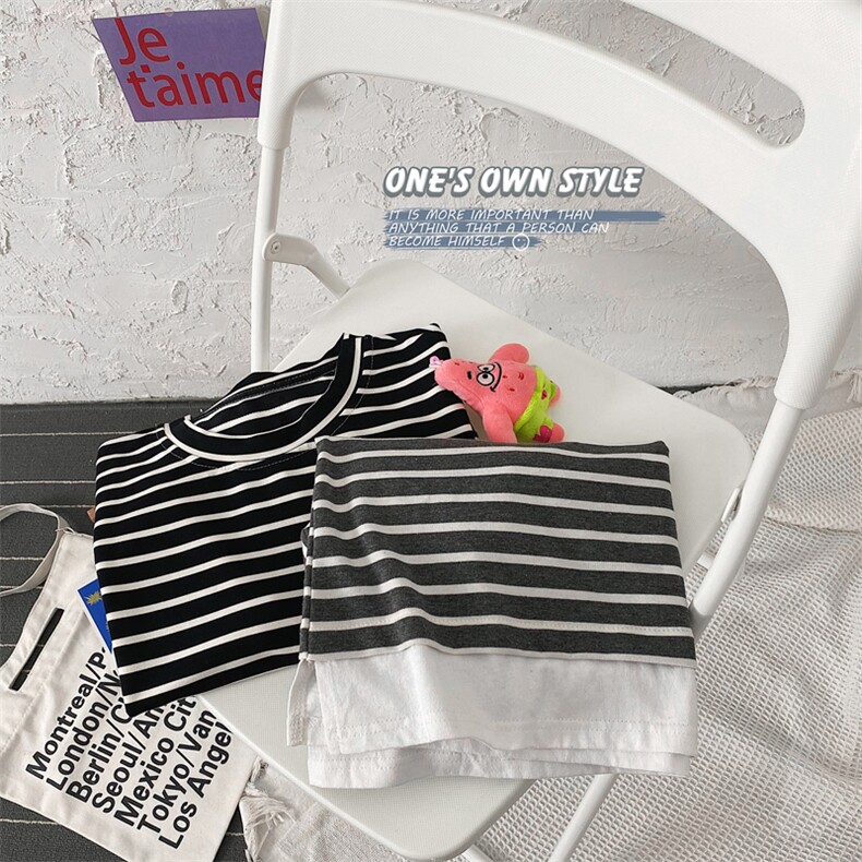 703-W219-P35秋季条纹休闲假两件休闲长袖T恤,男装T恤,星座703