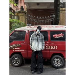 高街辣妹美式复古重工铆钉牛仔外套女春秋季宽松bf慵懒风潮流上衣图片