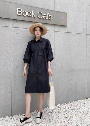 ［爱美欧］夏季新款阔版衬衫连衣裙，女装衬衫，爱美欧