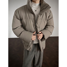 支持二开立领PU皮棉服男短款棉衣外套宽松面包服M810-P75，男装棉衣，电商A441