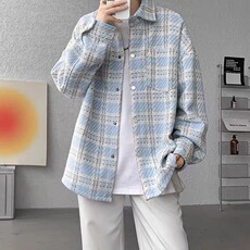 外套男女潮牌宽松休闲百搭夹克春秋新款高级感格子衬衫W91P50，男装夹克，星座1013-5