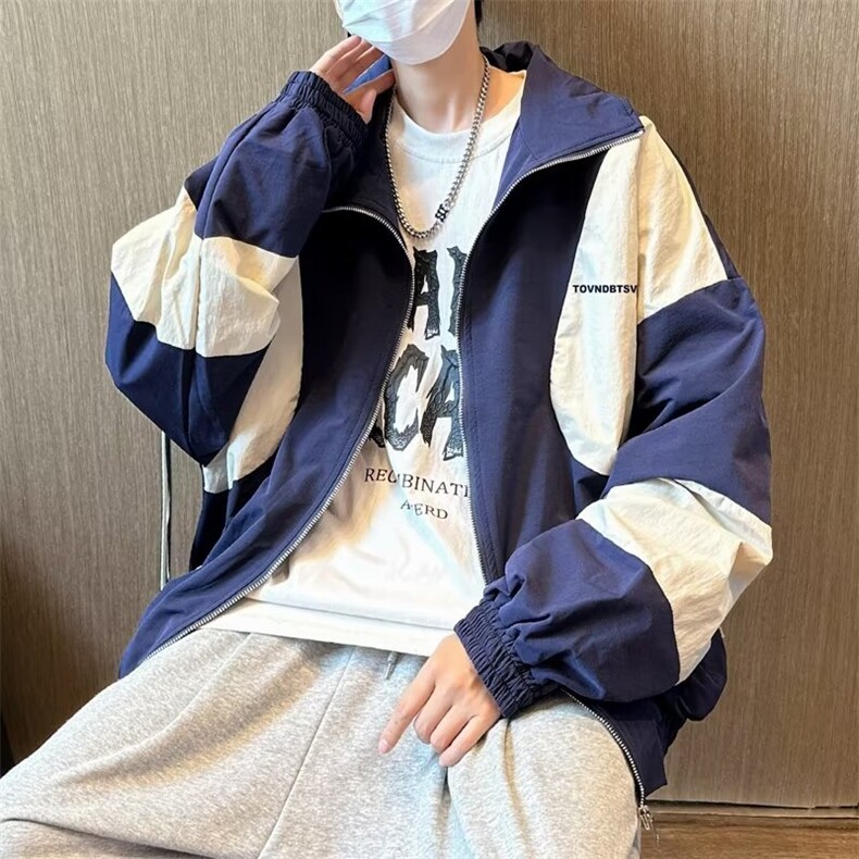 撞色立领棒球服男款春秋季港风宽松情侣外套运动夹克JK103P58,男装夹克,星座410-2