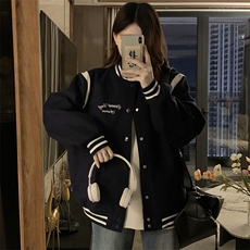 2024年新款港风日系复古字母刺绣立领棒球服夹克外套JK1262-P80，男装夹克，星座313A(原308A-2)