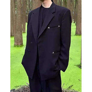[007]垫肩西服外套男金属装饰廓形宽松百搭休闲西装A079-X08-64图片