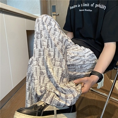 抖音品质宽松透气冰丝裤潮流格子冰丝长裤B315-K25682-特p30-控58，男装休闲裤，电商B315