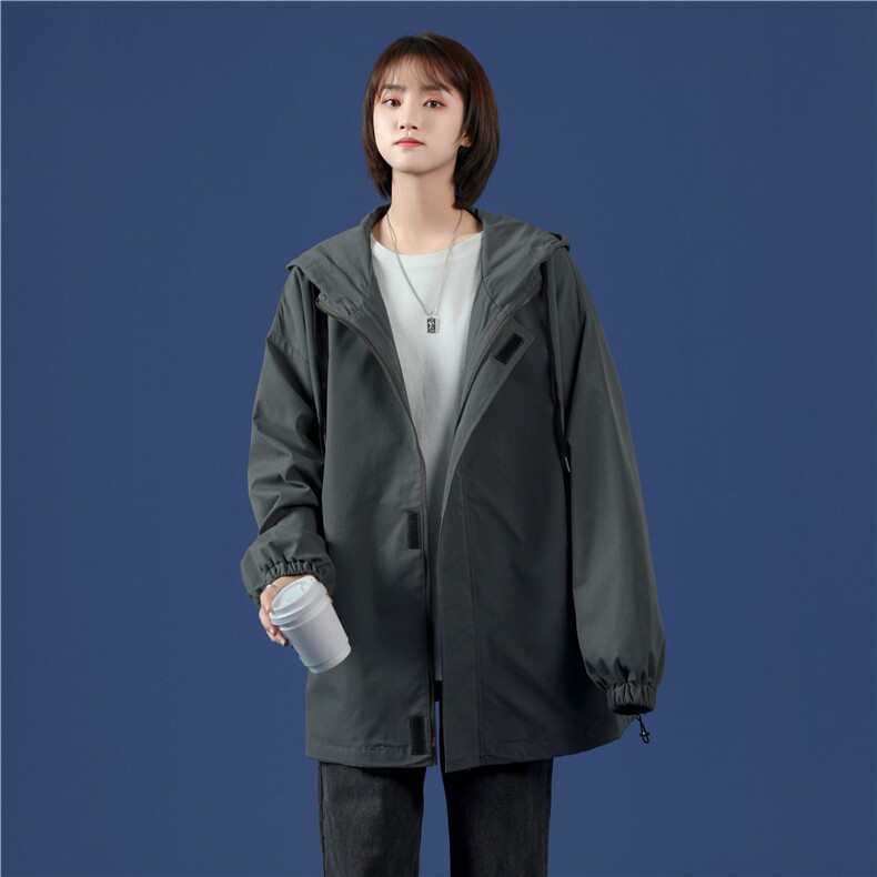 JK3010/P55中性风春装新款宽松连帽学生夹克男女纯色大码外套控78,男装夹克,电商A141