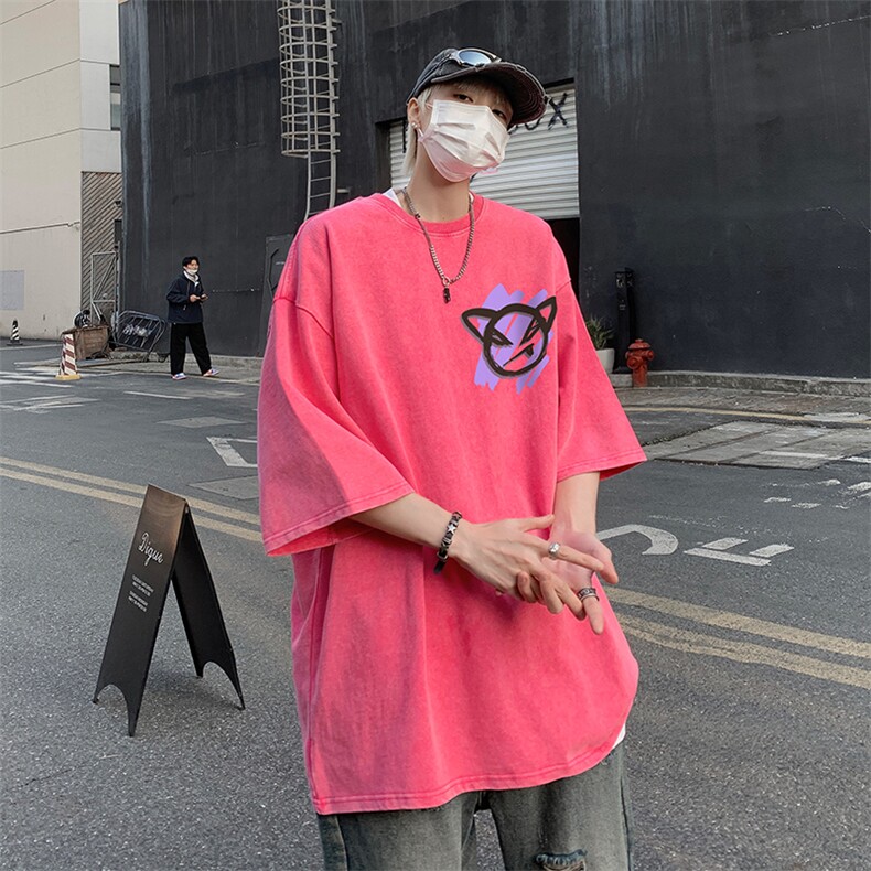 B239-X1019-P38美式小恶魔短袖落肩袖短袖T恤男,男装T恤,星座514-2(原B239)
