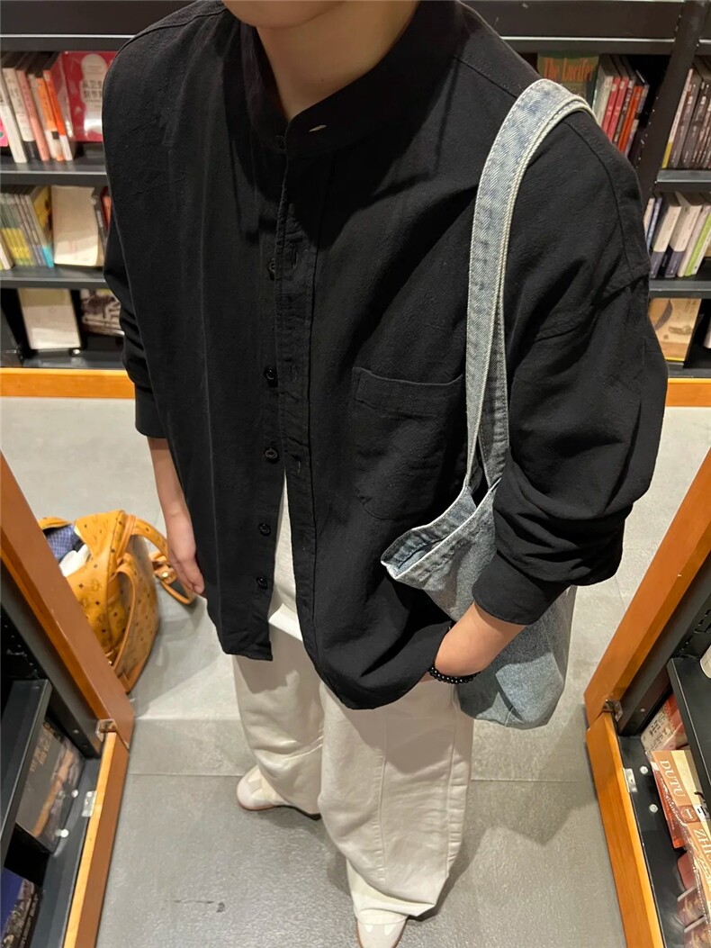长袖立领仿麻休闲衬衫1302-GC67-P40控68成分100棉,男装衬衫,星座1302