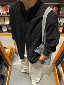 长袖立领仿麻休闲衬衫1302-GC67-P40控68 成分100棉图片