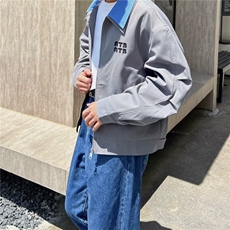 潮流春秋刺绣撞色双层领外套设计感百搭2026新款男士日系夹克上衣，男装夹克，星座506A