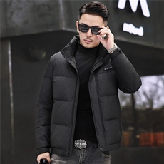 2025新款冬季立领短款90白鸭绒羽绒服外套中年男装加厚羽绒服夹克，男装夹克，钱塘723