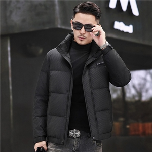 2025新款冬季立领短款90白鸭绒羽绒服外套中年男装加厚羽绒服夹克图片