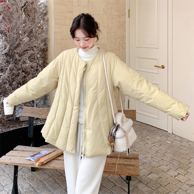 韩版圆领真毛领系带收腰羽绒服2C067-971-P298-K399,女装羽绒服,茵姿媚