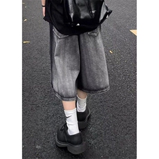破洞牛仔春夏季美式高街vibe裤子大码宽松阔腿六七分裤NK2611，男装牛仔裤，星座1116A（原606A-3）