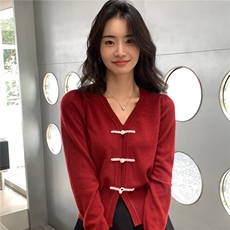 2025秋冬百搭时尚简约v领长袖针织衫，女装羊绒衫，玛卡隆羊绒