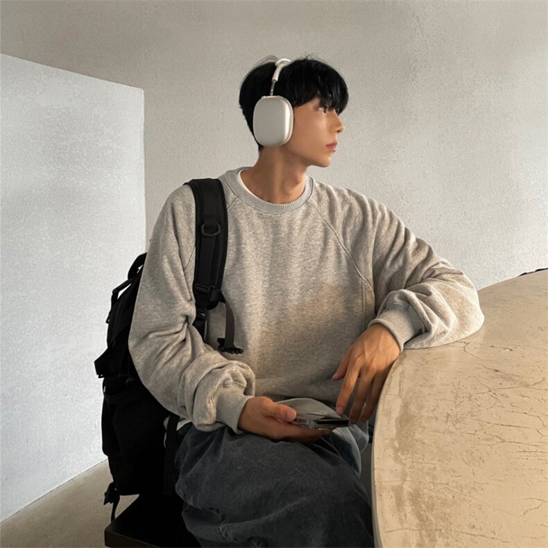 816B-WY019-P45韩纯色打底卫衣百搭简约cleanfit，男装卫衣，星座816B