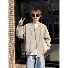 皮衣外套男装春季工装夹克短款美式棒球服潮牌机车服复古TJK54，男装夹克，星座208-5