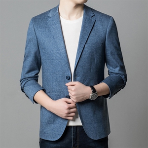 西装男士2023春秋季翻领小西服商务休闲宽松免烫外套中年男装图片
