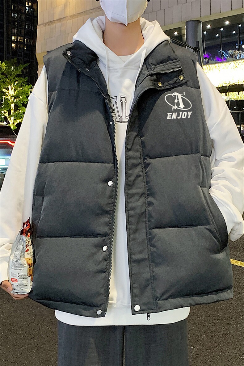 港风冬季新款立领马甲白鸭绒羽绒服男潮宽松男MJ615P115控158,男装羽绒服,电商A268A